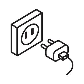 Socket and plug in isometric style vector