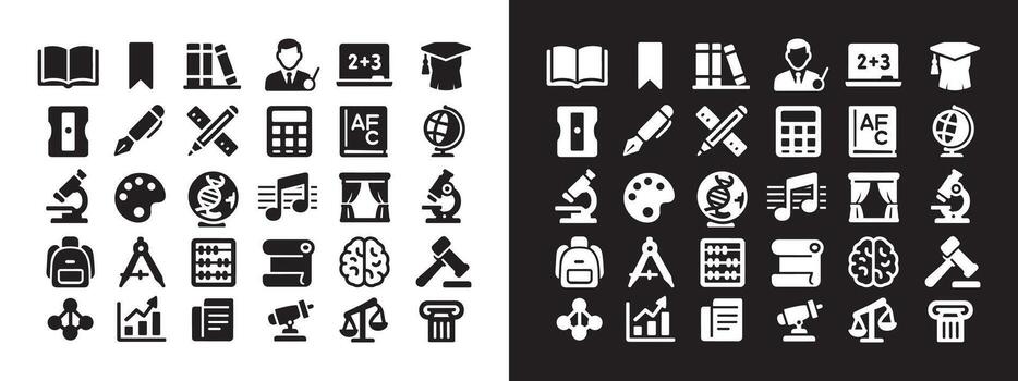 Set of icons of student objects and devices vector