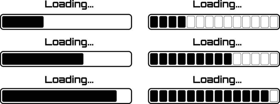 Loading progress bar illustration for web design, digital interface, app development, and technology on transparent background. vector