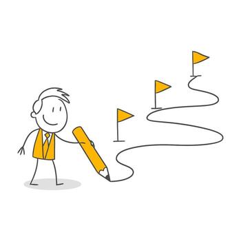 creando un detallado mapa vial ese progresa paso por paso a implementar a largo plazo estrategias en negocio vida. vector