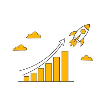 Carrying The Financial Gain Graph To The Top With A Fast And Stable Launch Strategy. vector