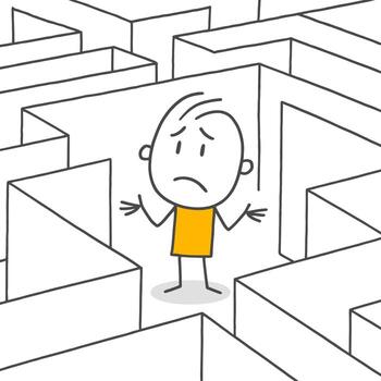 el sensación de siendo perdido en medio de complejo problemas y el buscar para un solución. vector