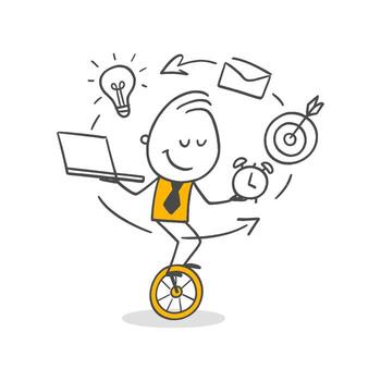 The Path To Success For Employees Focused On Goals In A Busy Workflow. vector