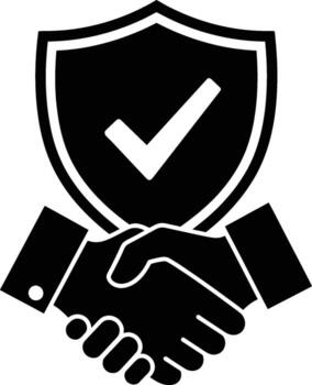 Handshake with shield and check mark vector