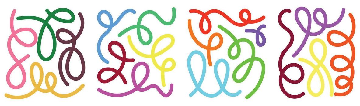 Abstract Gradient Color Lines Set. Liquid gradient lines collection on White Background. vector