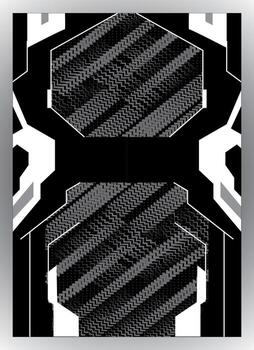 A black and white graphic with a hexagon pattern vector