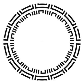 Geometric circle frame with intricate black pattern design vector