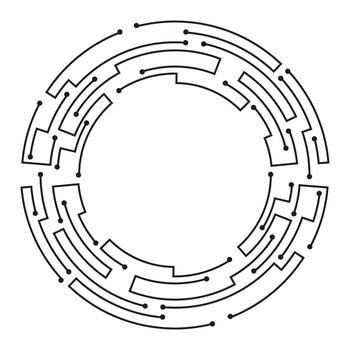 Futuristic circular circuit design for technology-themed projects vector