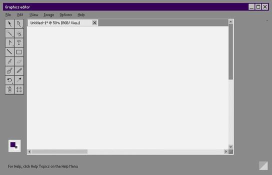 retro gráfico editor usuario interfaz con barra de herramientas y menú opciones vector