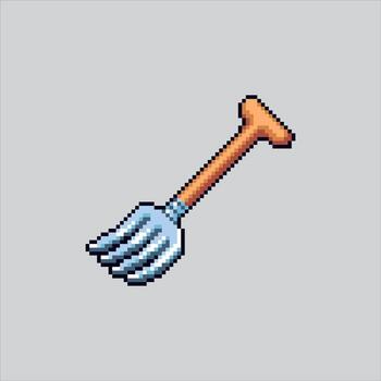 Pixel art illustration Barn Pitchfork. Pixelated Farm Pitchfork. Barn Farm Pitchfork Icon pixelated for the pixel art game and icon for website and game. old school retro. vector