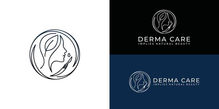 The modern logo combines aesthetics and surgery. It features a stylized profile and leaf within a simple, black-and-white, circular design. vector