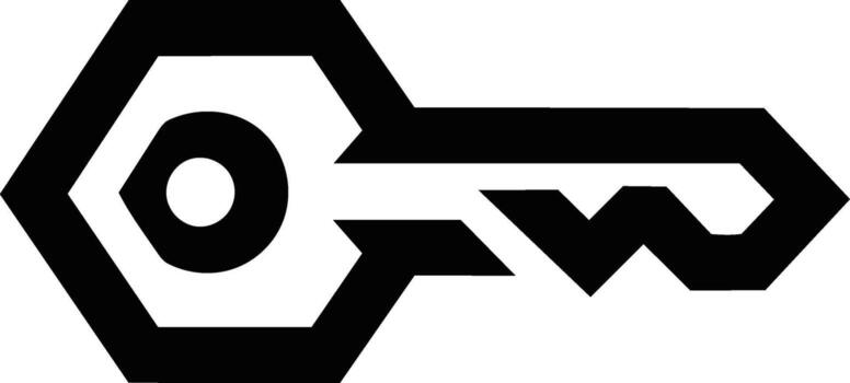 negro y blanco llave icono representando seguridad y acceso. vector