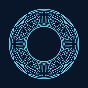 futuristic round circuit high tech frame vector