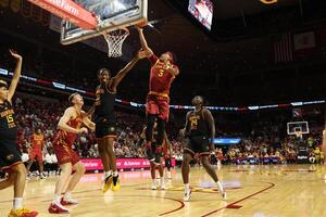 Iowa State Cyclones guard Tamin Lipsey (3) drives pass the Grambling State Tigers defense during the first half at James H. Hilton Coliseum. editorial_image