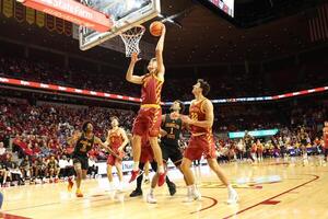 Iowa State Cyclones forward Eric Mulder (4) scores against the Grambling State Tigers during the first half at James H. Hilton Coliseum. editorial_image