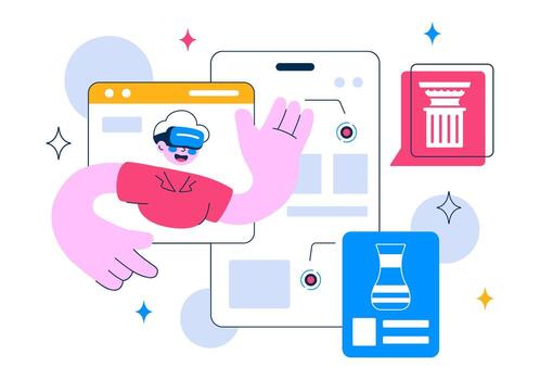 Virtual reality illustration with UI elements vector