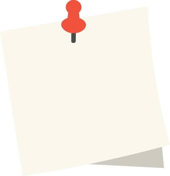 Simple memo paper with a bold red thumbtack, perfect for reminders, notes, and organization in modern workspaces and creative projects. vector