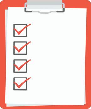 Checklist complete for project success on clipboard, tasks finished, all boxes ticked, ready for business, showing efficiency and approval vector
