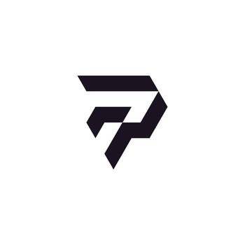 Futuristic PF or FP icon in a geometric shield shape. Conveys security and prestige for investment, gaming, or crypto platforms. vector