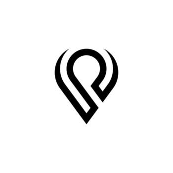 futurista, minimalista emblema de el letra pags conjunto con un apuntando hacia arriba flecha alfiler. excelente para entrega, digital guía, o propiedad desarrollo. vector