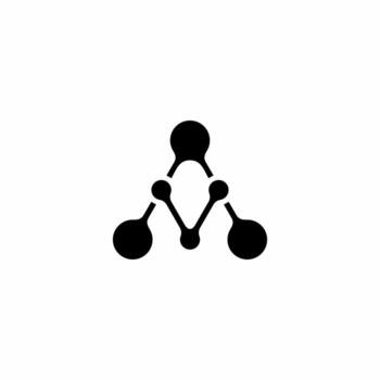 Futuristic 'A' binary symbol or molecule icon. Represents connection, data network, and advanced analysis. Ideal for AI, biotech, or IT. vector