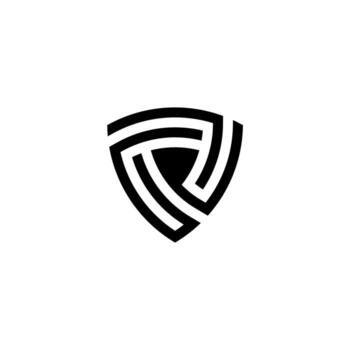Futuristic 'P' shield icon with woven lines. Conveys protection and network connectivity. Ideal for cybersecurity or fintech. vector