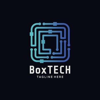 creativo cuadrado tecnología logo con circuito laberinto diseño, representando conexión, innovación, y digital estructura en moderno tecnología vector