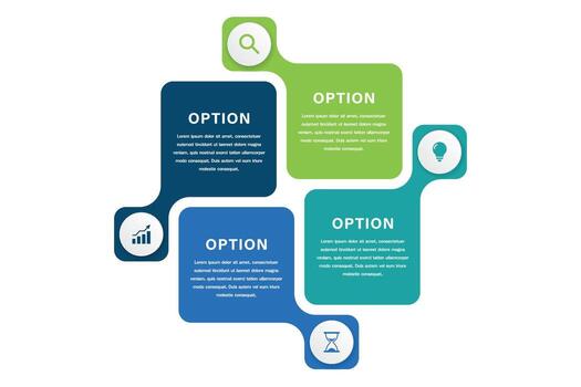 4 Steps of Block Business Infographic with Icons, Strategic Option Layout vector
