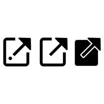 Three icons of a square with an arrow pointing up vector