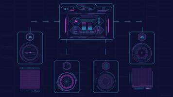 animado exibição com abstrato sistema para dados em processamento e avaliação video