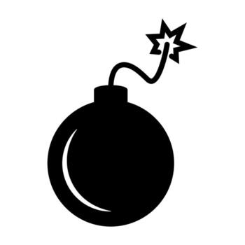 Bomb with Burning Fuse Icon - Explosive Danger Symbol, Detonation and Warning Symbol vector