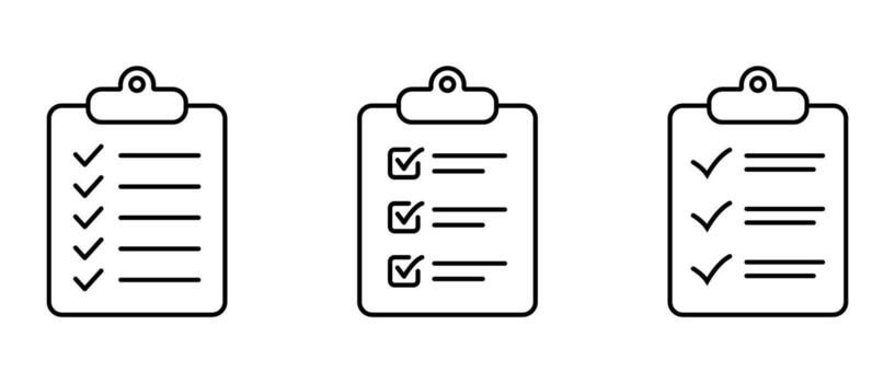 Clipboard Line Icon Set - Outline Task List, Checklist, and Productivity Symbols vector