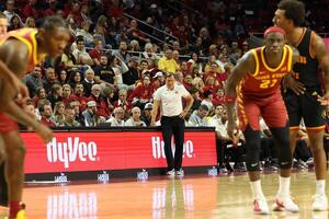 Iowa State Cyclones head coach T.J. Otzelberger watches his team play the Grambling State Tigers during the second half at James H. Hilton Coliseum. editorial_image
