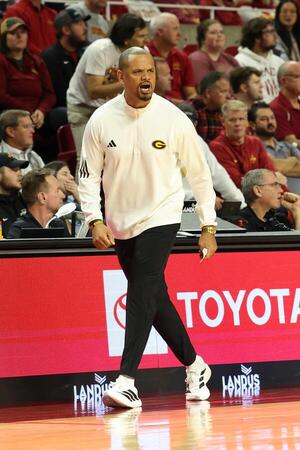 Grambling State Tigers head coach Patrick Crarey II watches his team play the Iowa State Cyclones during the first half at James H. Hilton Coliseum. editorial_image