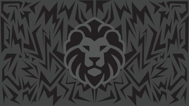 Geometric Tribal Lion Head Silhouette with Sharp Angular Pattern in Black and Gray for Tattoo Design, Modern Background, and Decorative Wall Art vector