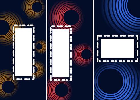 Abstract Circle Background Set with Dark Theme vector