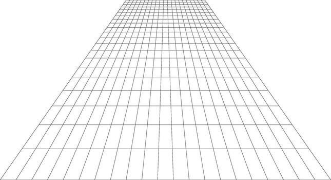 Abstract geometric perspective grid pattern receding into the distance on a white background vector