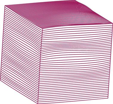 A stack of pink paper napkins or note paper with thin horizontal lines isolated on a white background vector