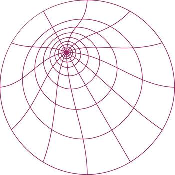 Abstract geometric pattern of concentric circles and radial lines creating a vortex effect vector