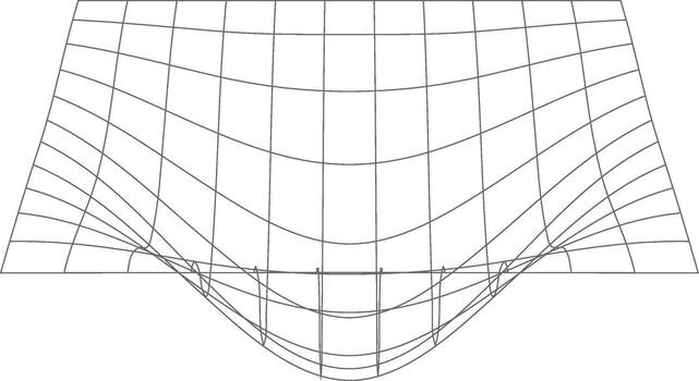 Abstract grid pattern with a concave curved shape creating a sense of depth and distortion vector