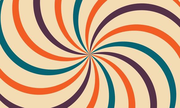 Retro swirl pattern with vintage colors and psychedelic sunburst effect vector