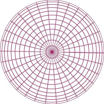 Concentric circular grid pattern with radial lines and spherical grid overlay vector