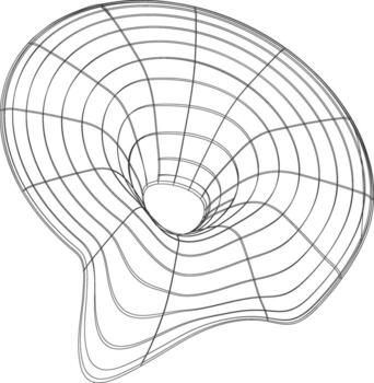 resumen 3d estructura metálica modelo de un deformado superficie con un central vórtice o embudo forma vector