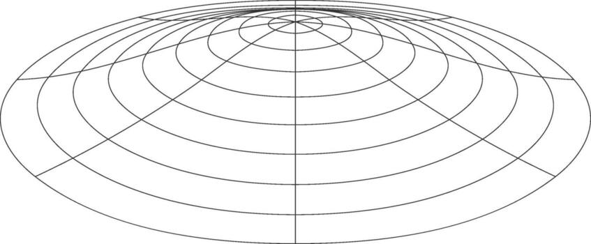 Abstract grid projection of celestial sphere with concentric circles and radial lines on a white background vector