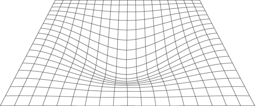 Abstract grid pattern with a concave distortion creating a sense of depth and optical illusion vector