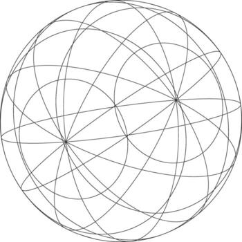 Abstract geometric sphere with intersecting lines and points creating a complex network pattern vector