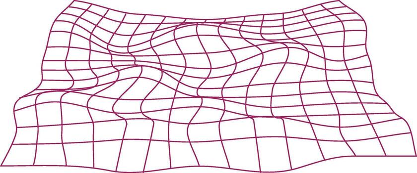 Abstract 3d wireframe grid surface with warped and distorted geometric patterns vector