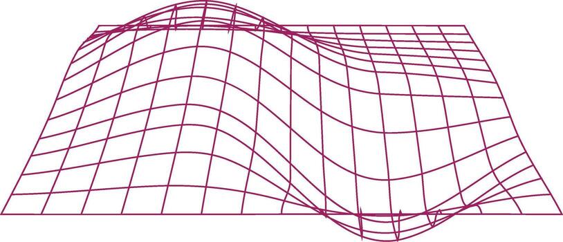 Abstract 3d grid surface with undulating waves and peaks in a wireframe perspective vector