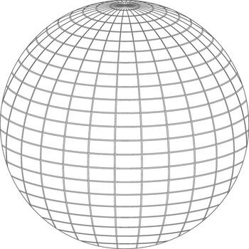 Wireframe globe grid sphere with latitude and longitude lines abstract geometric shape vector