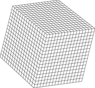 Wireframe cube structure with a grid pattern representing data or a digital network vector